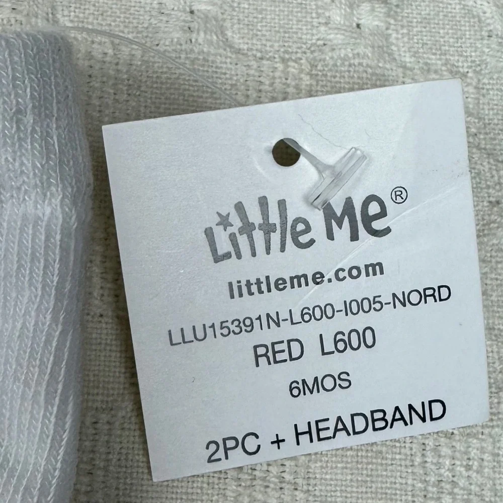 NEW Little Me 2pc plus Headband Outfit Red Dress Black Bows 6M Baby Girl Set NWT